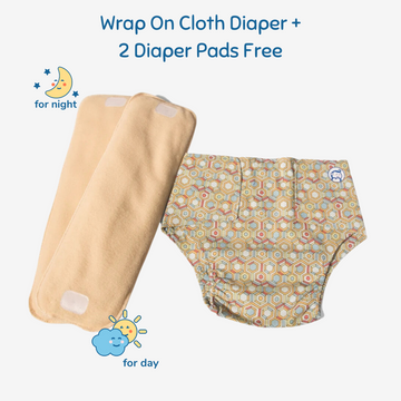Infant Reusable Diapers | Honeycomb | Velcro Closure| With 2 Diaper Pads Free