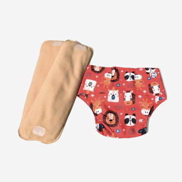 Infant Reusable Diapers | Jungle Jumble | Velcro Closure| With 2 Diaper Pads Free