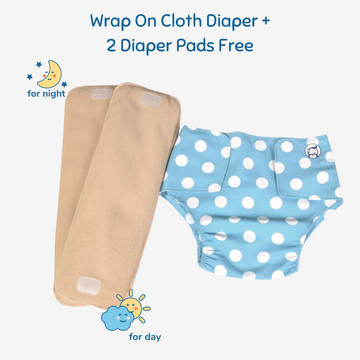 Cloth Diaper | Polka Love  | Velcro Closure | Wrap On Style| With 2 Diaper Pads Free