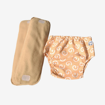 Fabric Diaper | Swirly Whirly | Elastic Waist | Pull Up/Underwear Style| With 2 Diaper Pads Free