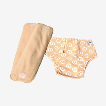 Infant Reusable Diapers | Swirly Whirly | Velcro Closure| With 2 Diaper Pads Free
